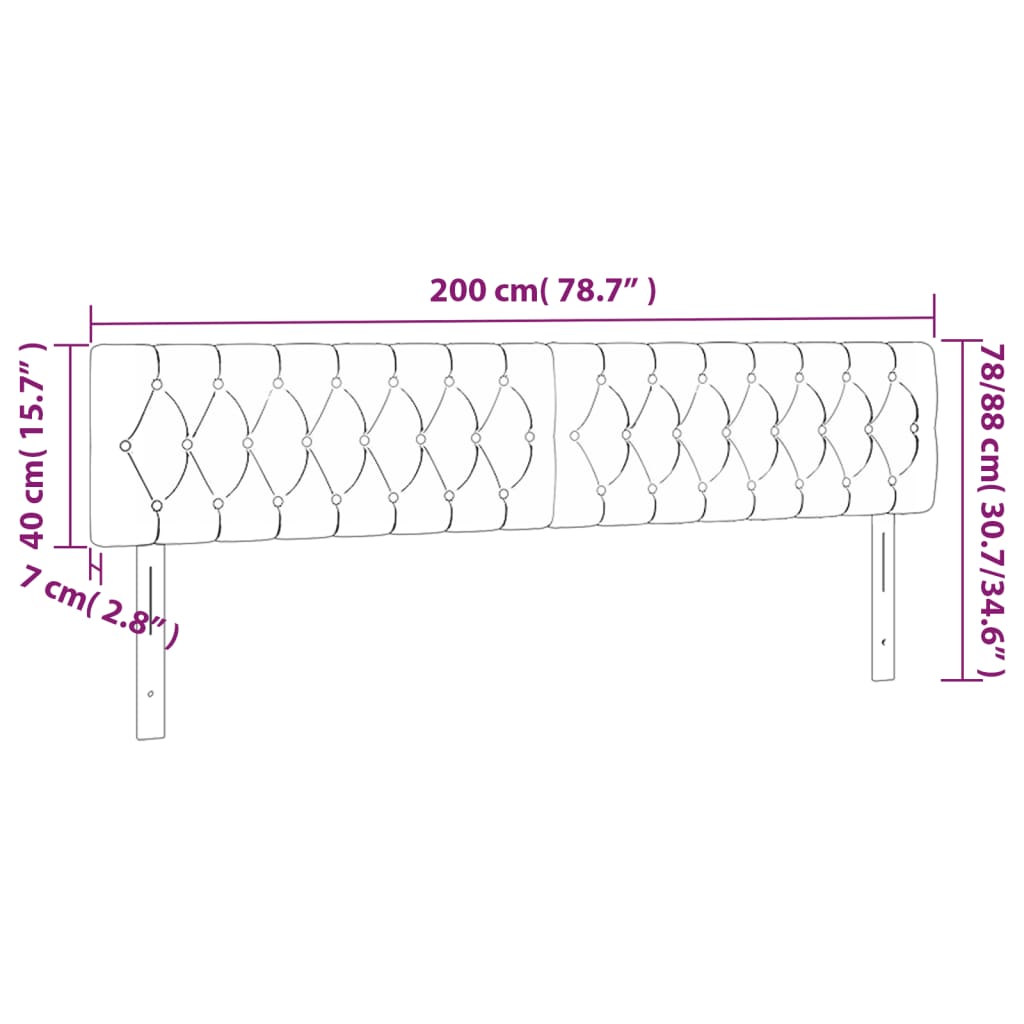 vidaXL Huvudgavlar 2 st rosa 100x7x78/88 cm sammet