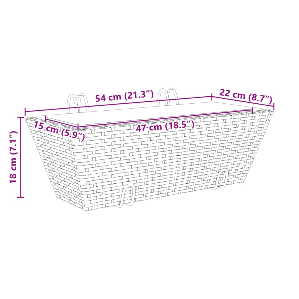 vidaXL Blomlådor med krokar 2 st brun konstrotting