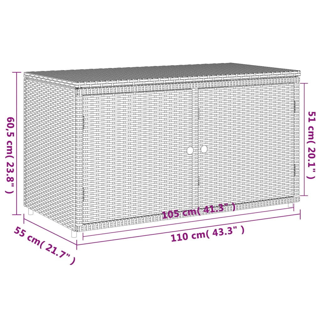 vidaXL Trädgårdsskåp grå 110x55x60,5 cm konstrotting