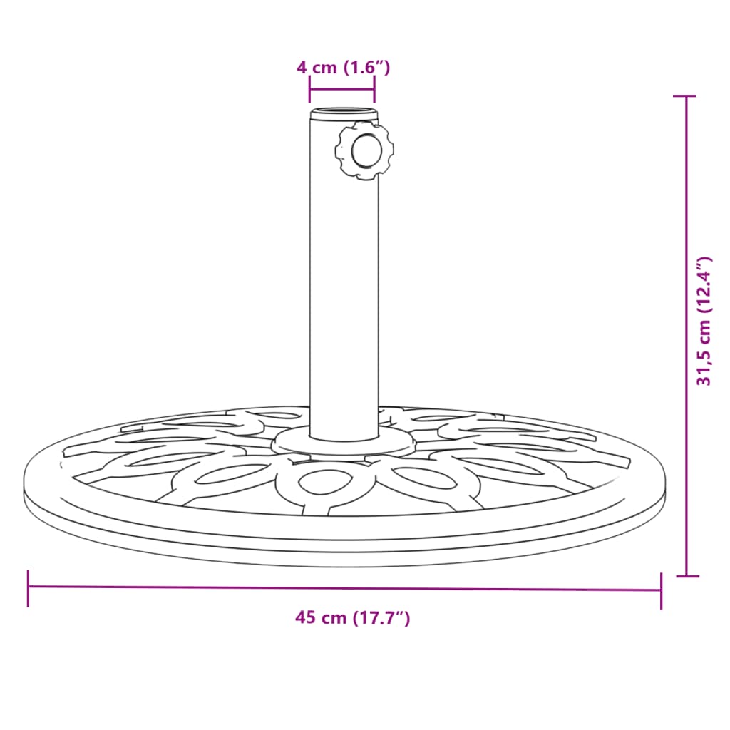 vidaXL Parasollfot för Ø38 / 48 mm stolpar 12 kg rund