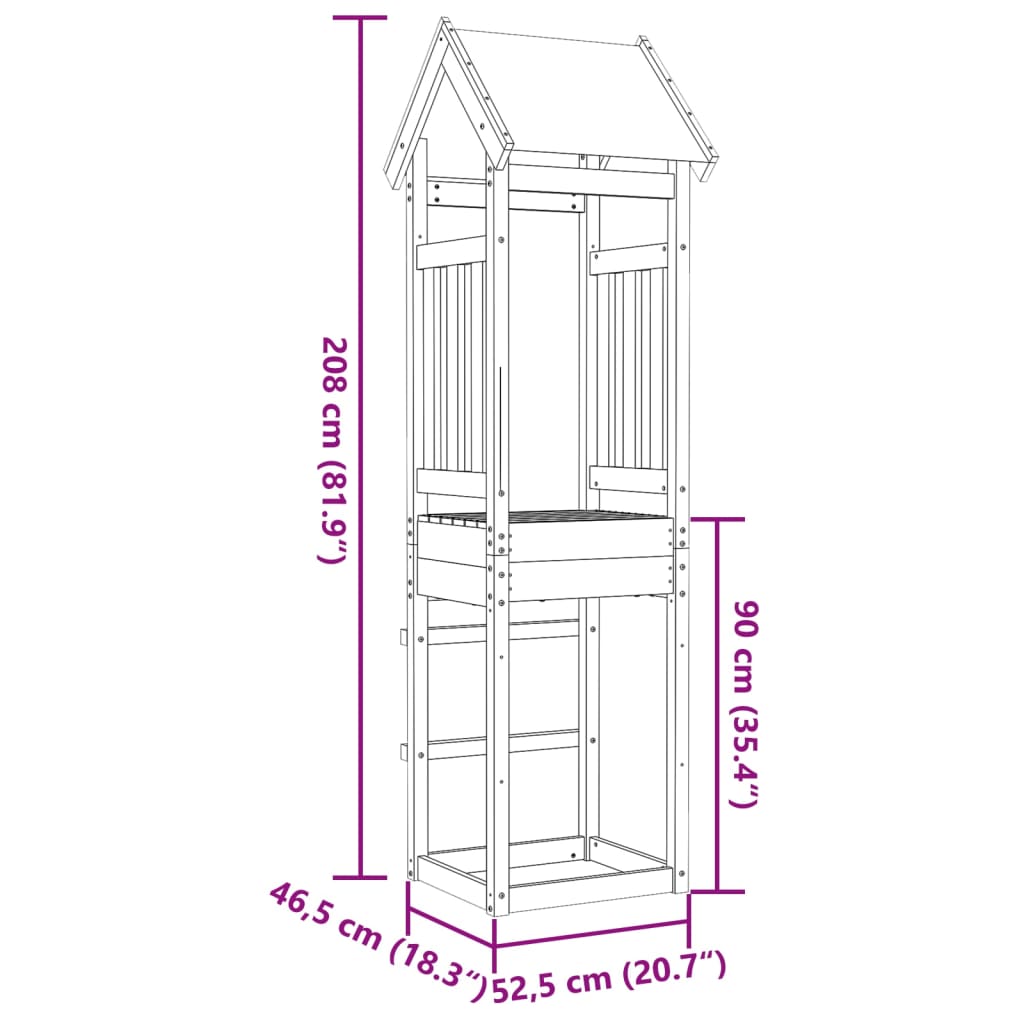 vidaXL Lektorn 52,5x46,5x208 cm impregnerad furu