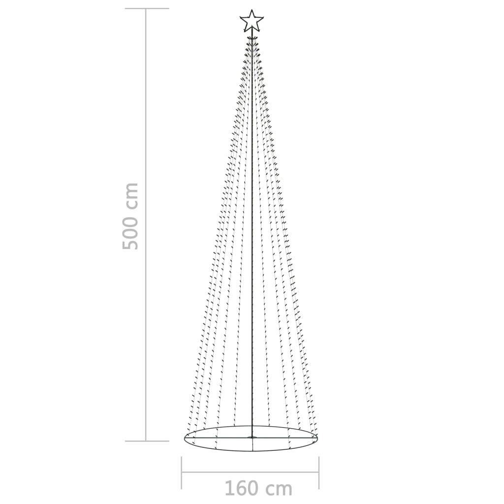 vidaXL Julgranskon 752 färgglada LEDs 160x500 cm