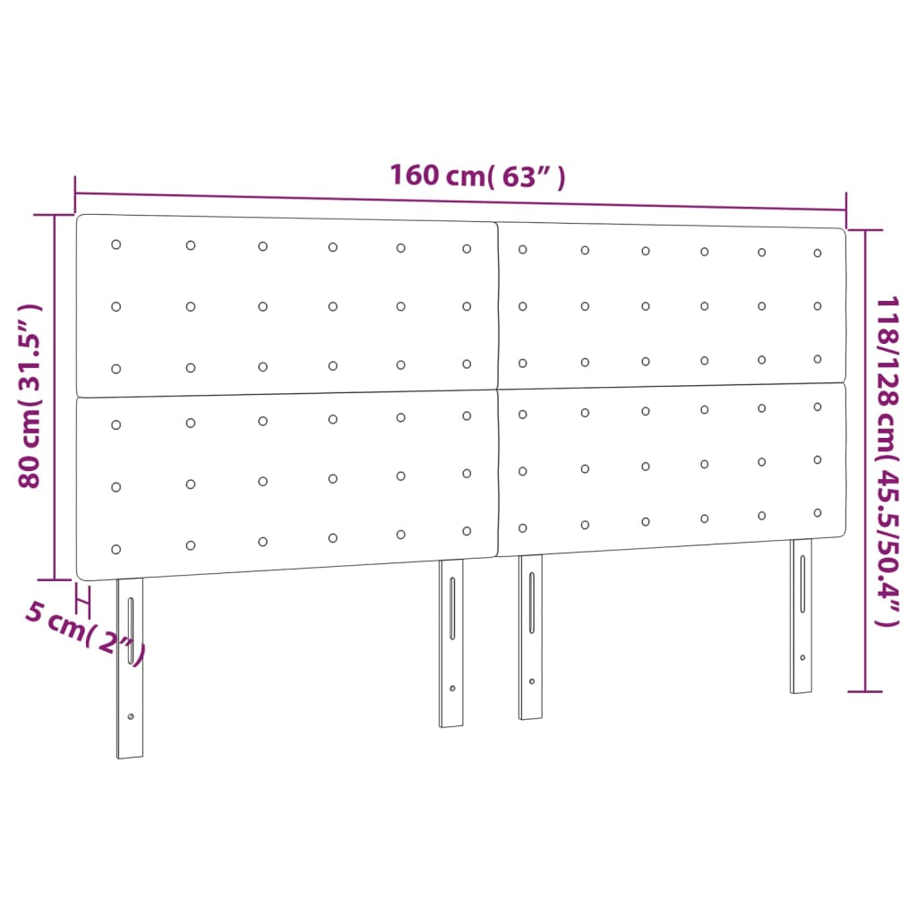 vidaXL Sänggavel 4 st mörkbrun 80x5x78/88 cm tyg