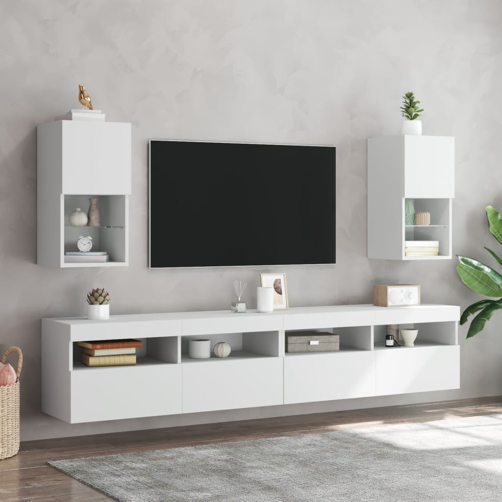 vidaXL Tv-bänk med LED 2 st vit 30,5x30x60 cm