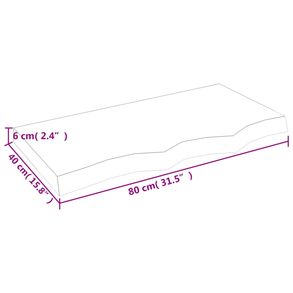 vidaXL Bordsskiva 80x40x(2-6) cm obehandlad massiv ek