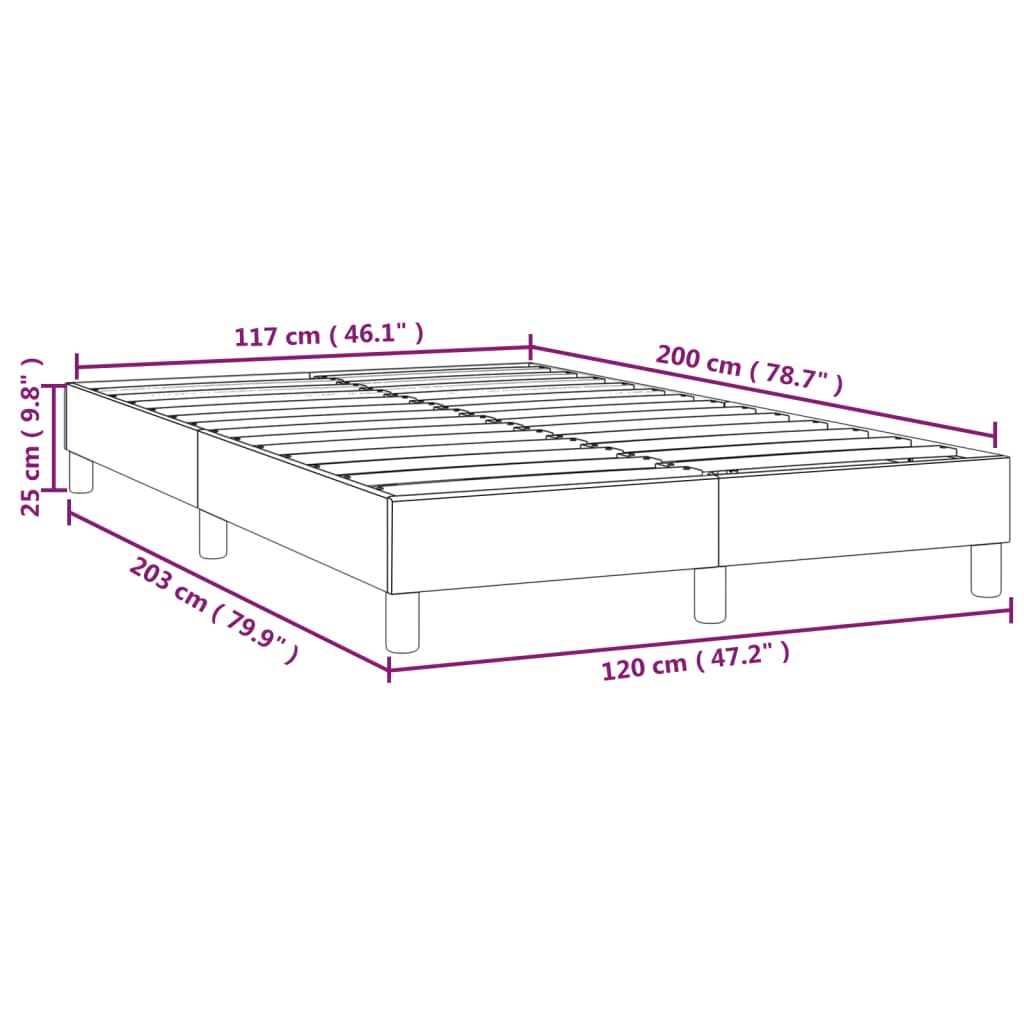 vidaXL Sängram ljusgrå 120x200 cm sammet