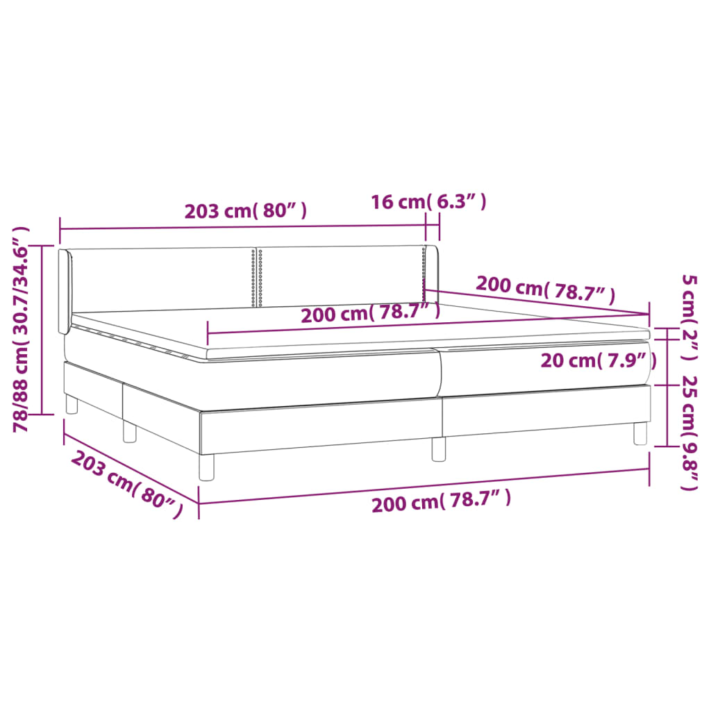 vidaXL Ramsäng med madrass ljusgrå 200x200 cm tyg