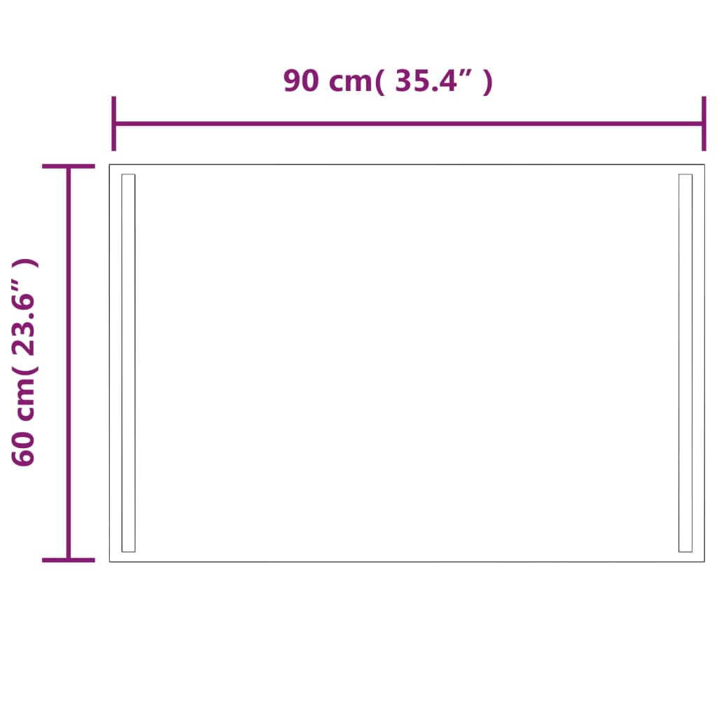 vidaXL Badrumsspegel LED 60x90 cm