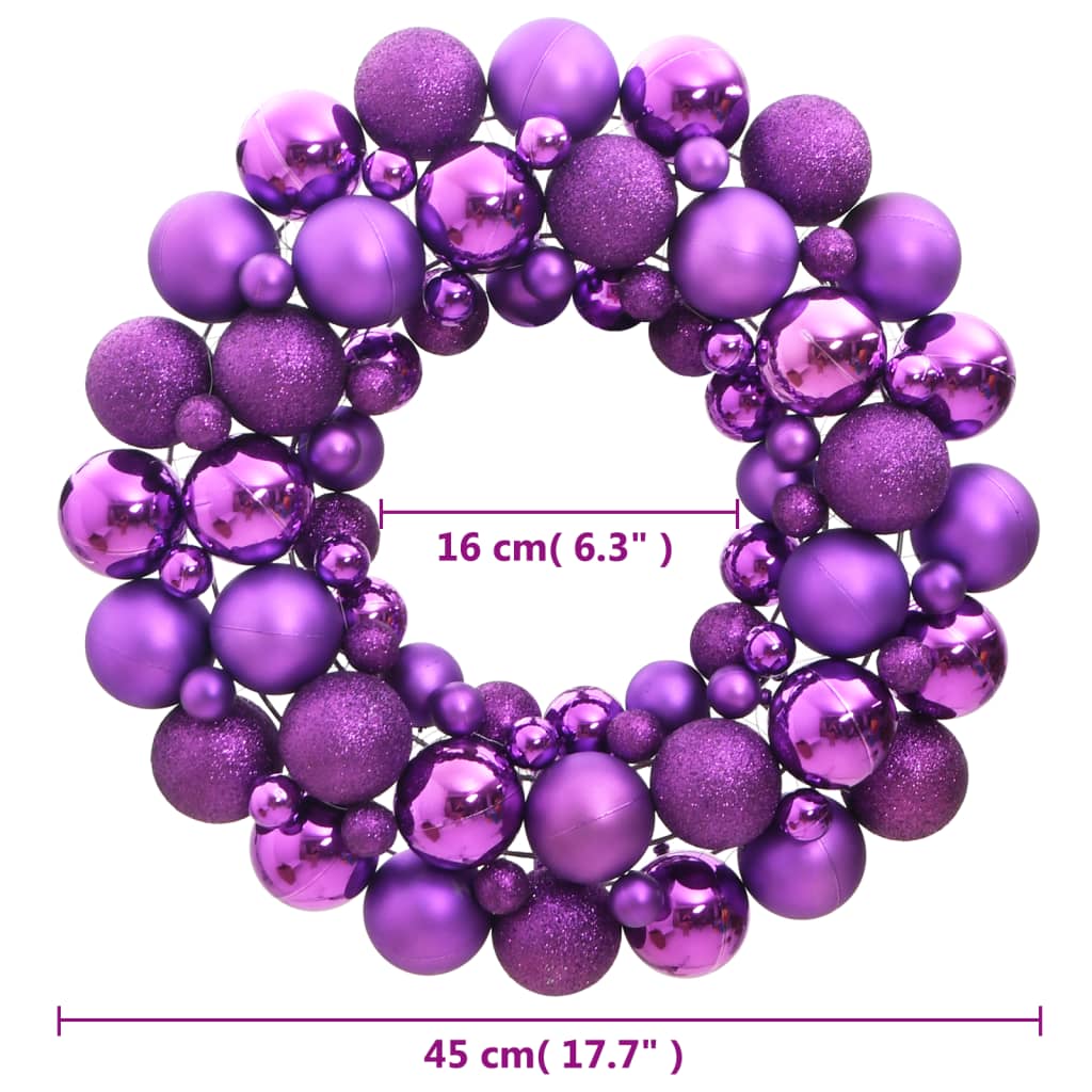 vidaXL Julkrans lila 45 cm polystyren