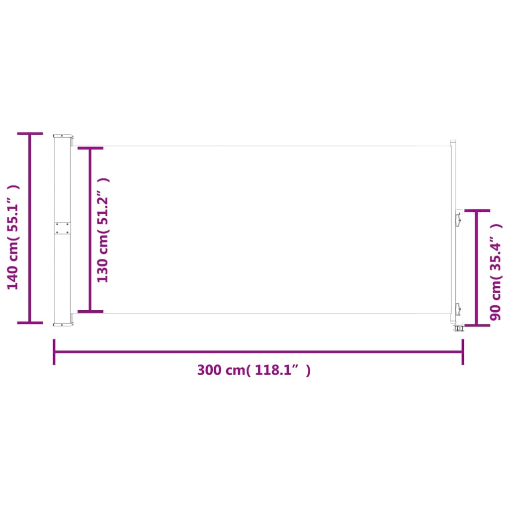 vidaXL Infällbar sidomarkis 140x300 cm blå