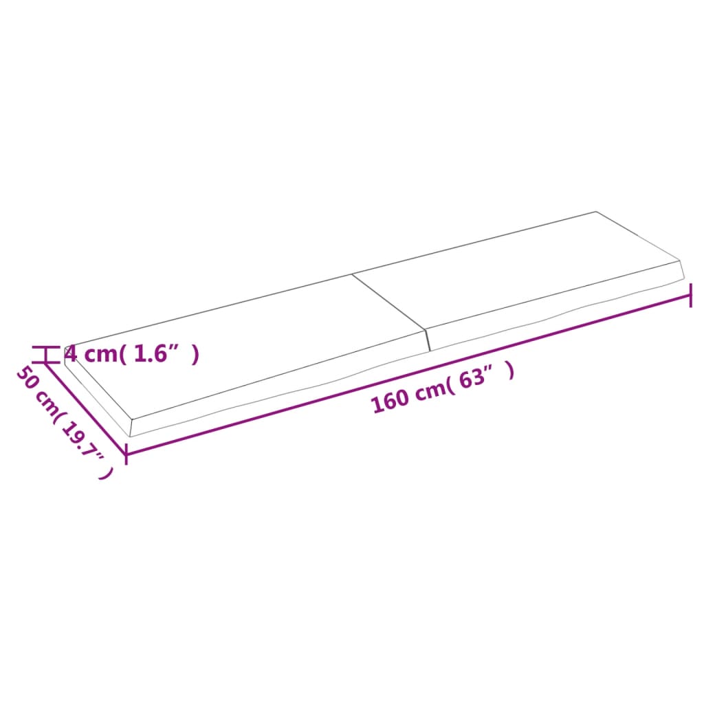 vidaXL Vägghylla mörkbrun 160x50x(2-4) cm behandlad massiv ek