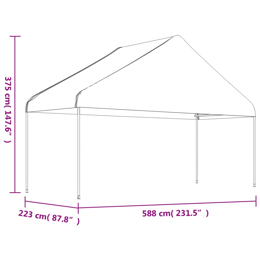 vidaXL Paviljong med tak vit 4,46x5,88x3,75 m polyeten