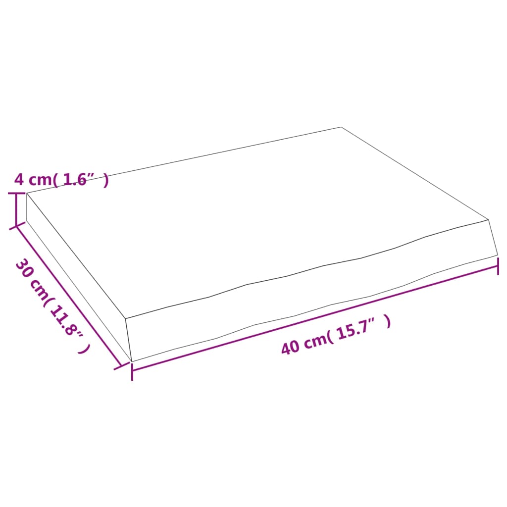 vidaXL Bänkskiva badrum mörkbrun 40x30x(2-4) cm behandlat massivt trä