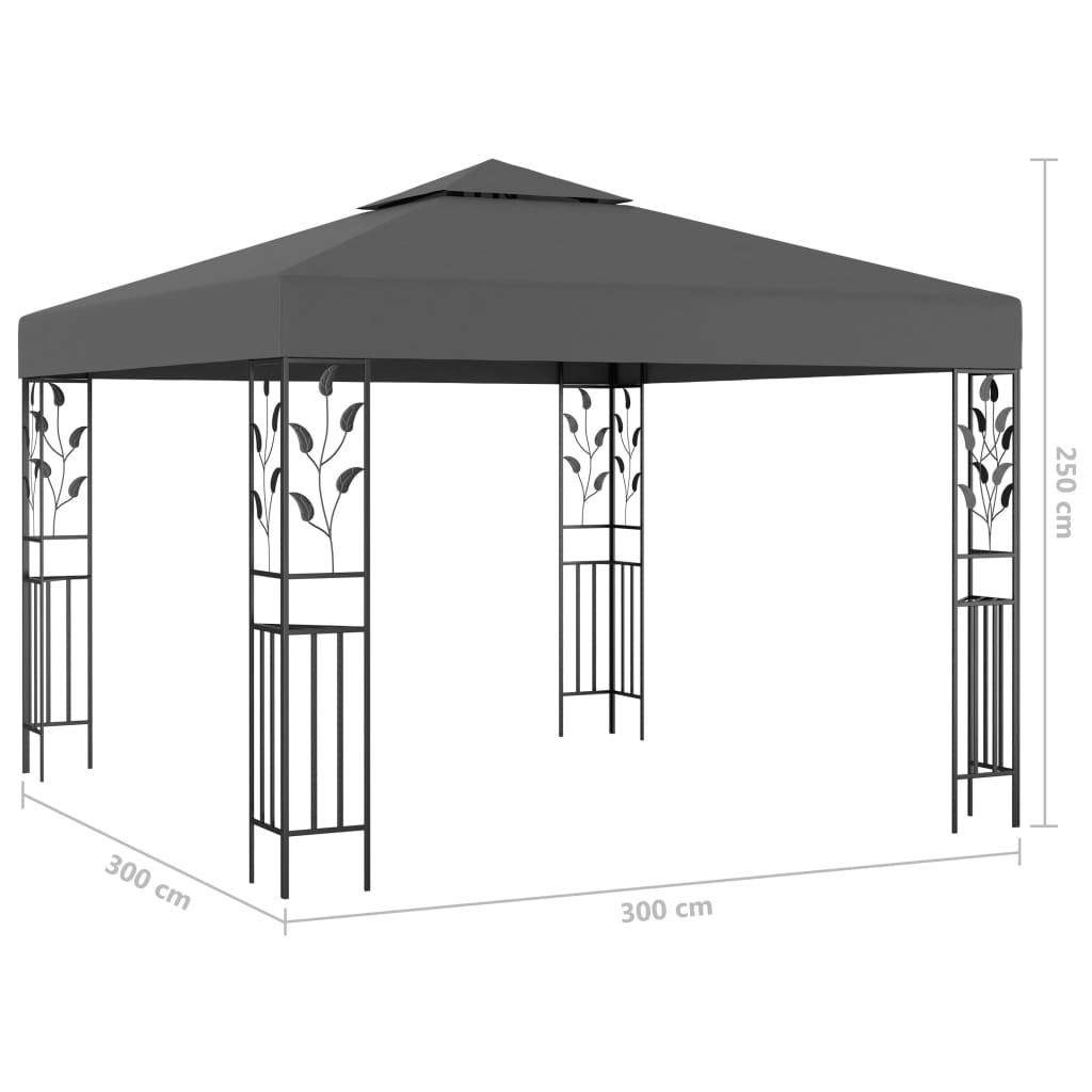 vidaXL Paviljong med ljusslinga LED 3x3 m antracit