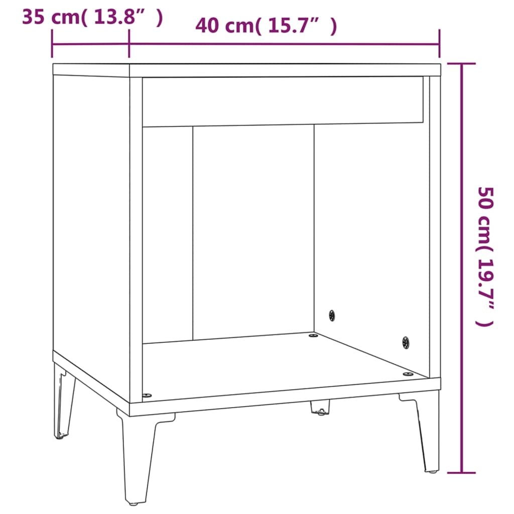 vidaXL Sängbord betonggrå 40x35x50 cm