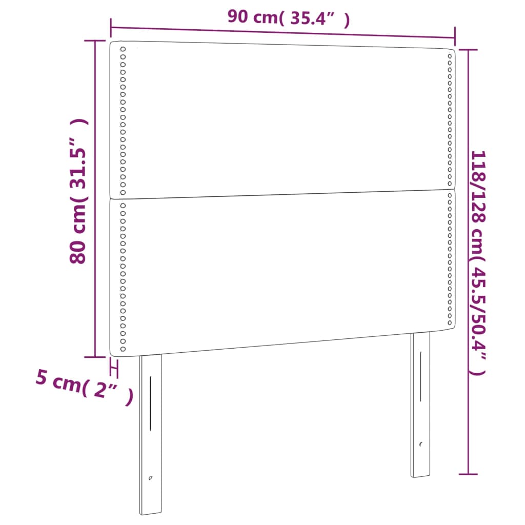 vidaXL Sänggavel LED ljusgrå 90x5x118/128 cm sammet