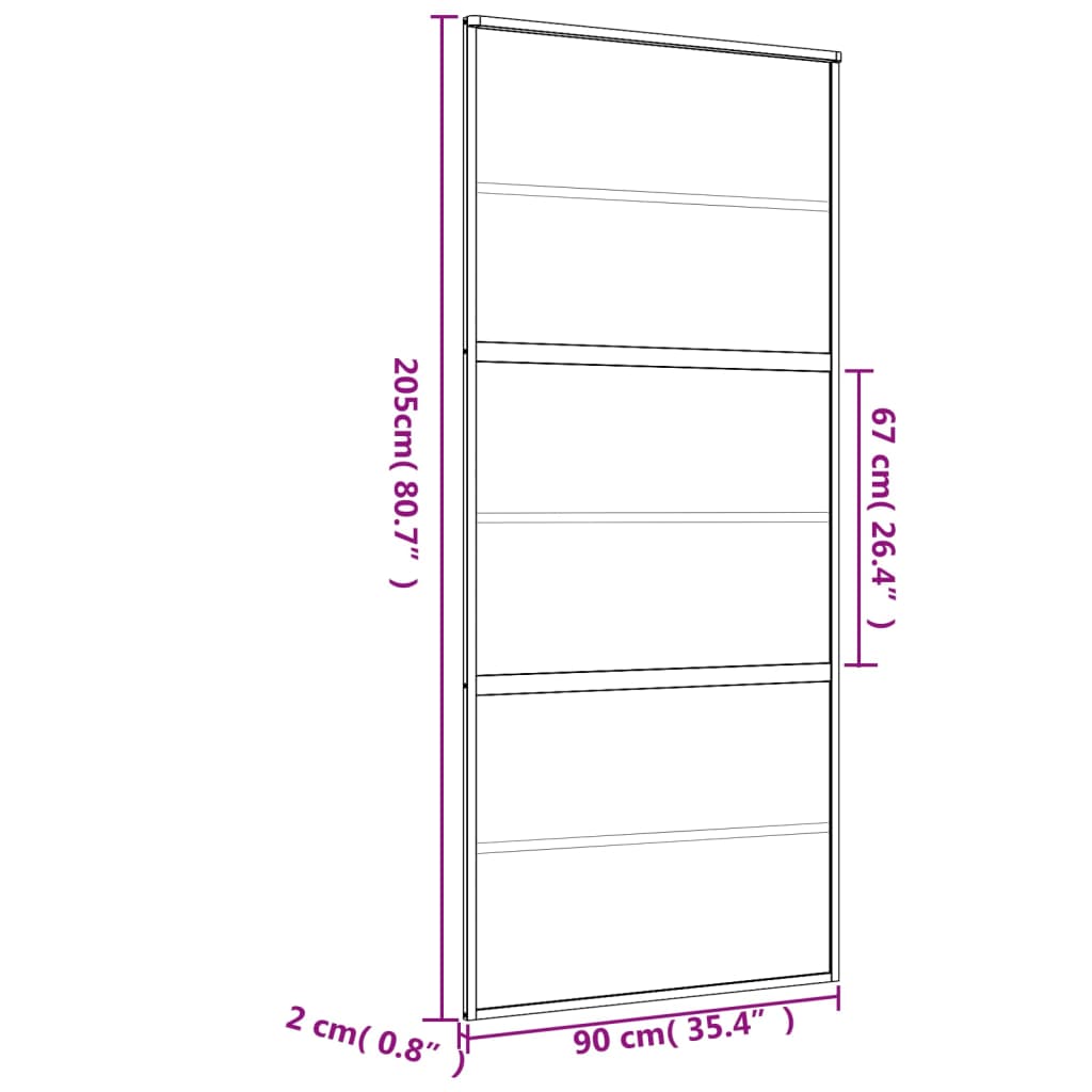 vidaXL Skjutdörr guld 90x205 cm frostat ESG-glas och aluminium