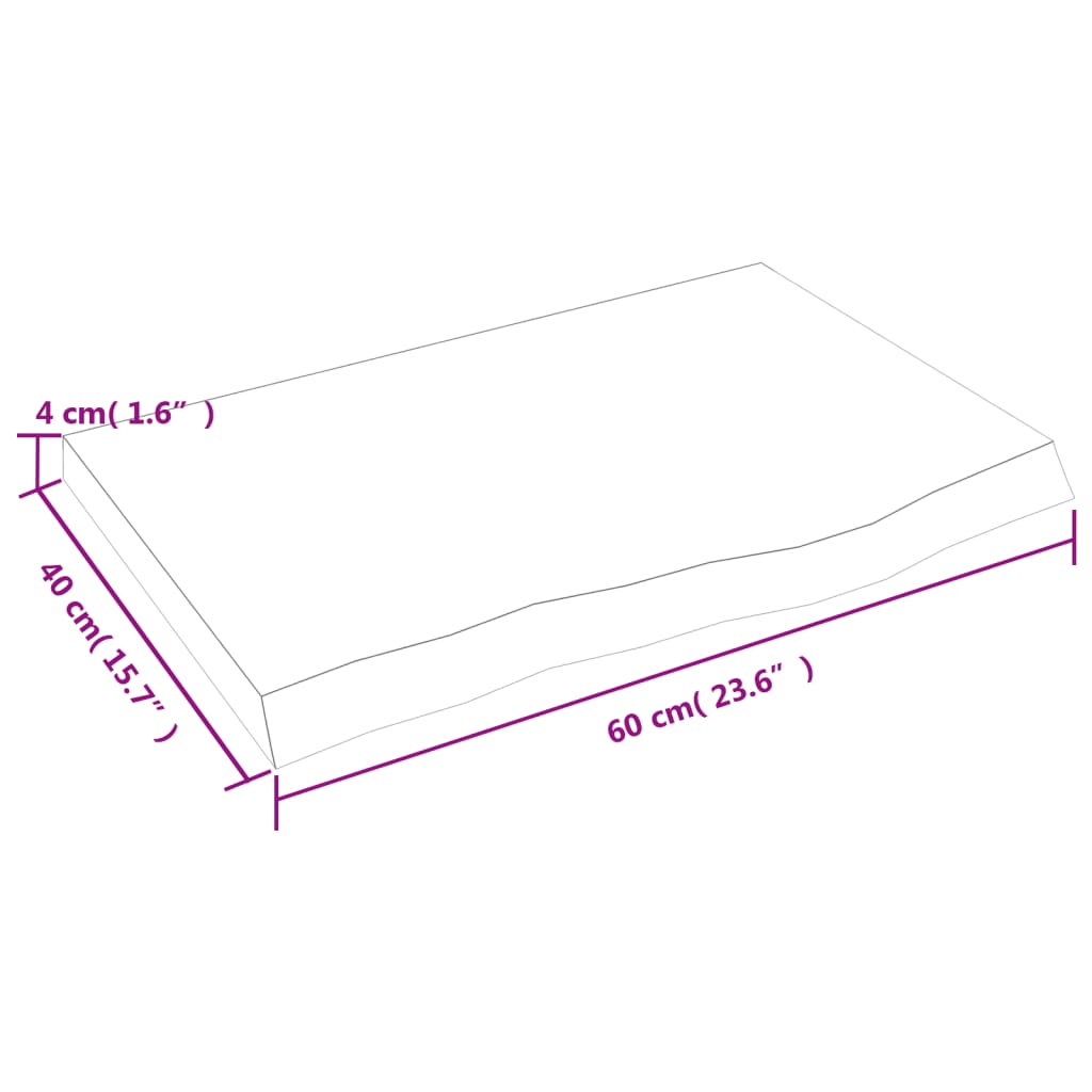 vidaXL Bordsskiva 60x40x(2-4) cm obehandlad massiv ek