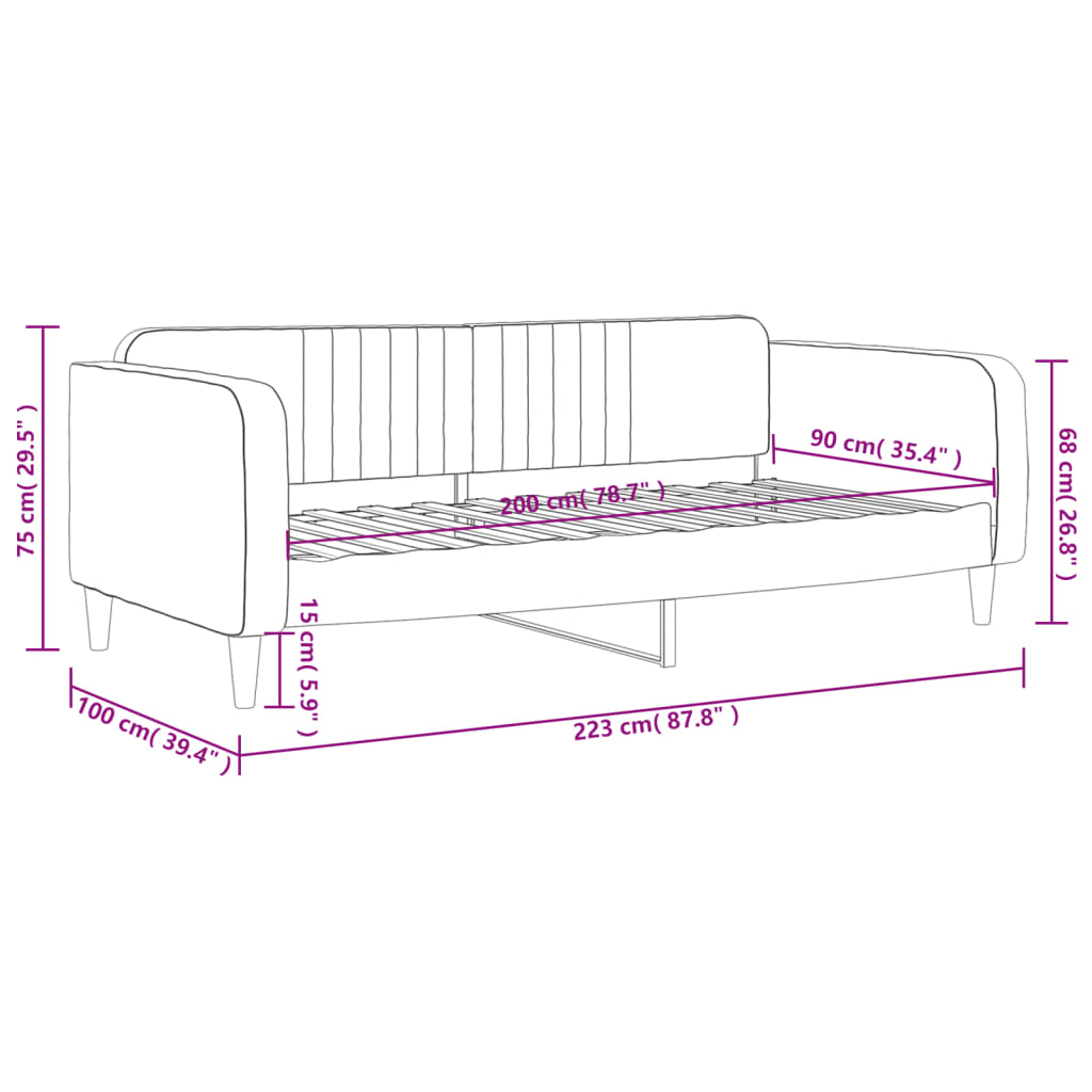 vidaXL Dagbädd mörkgrön 90x200 cm sammet