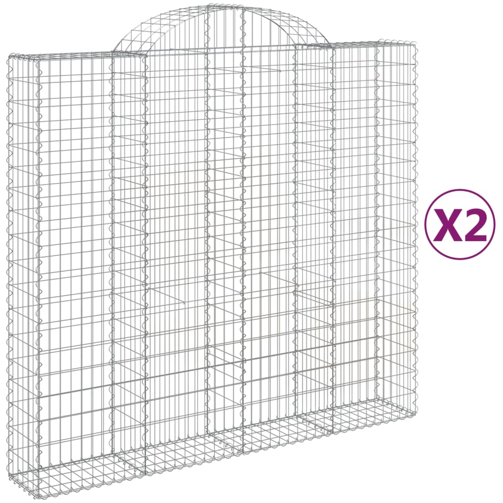 vidaXL Gabioner bågformade 2 st 200x50x180/200 cm galvaniserat järn