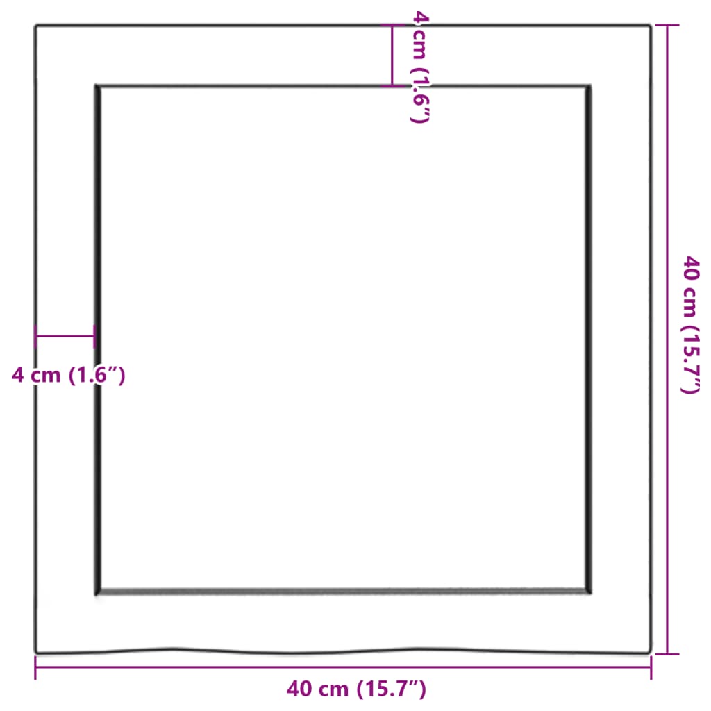 vidaXL Bänkskiva för badrum 40x40x(2-6) cm obehandlat massivt trä