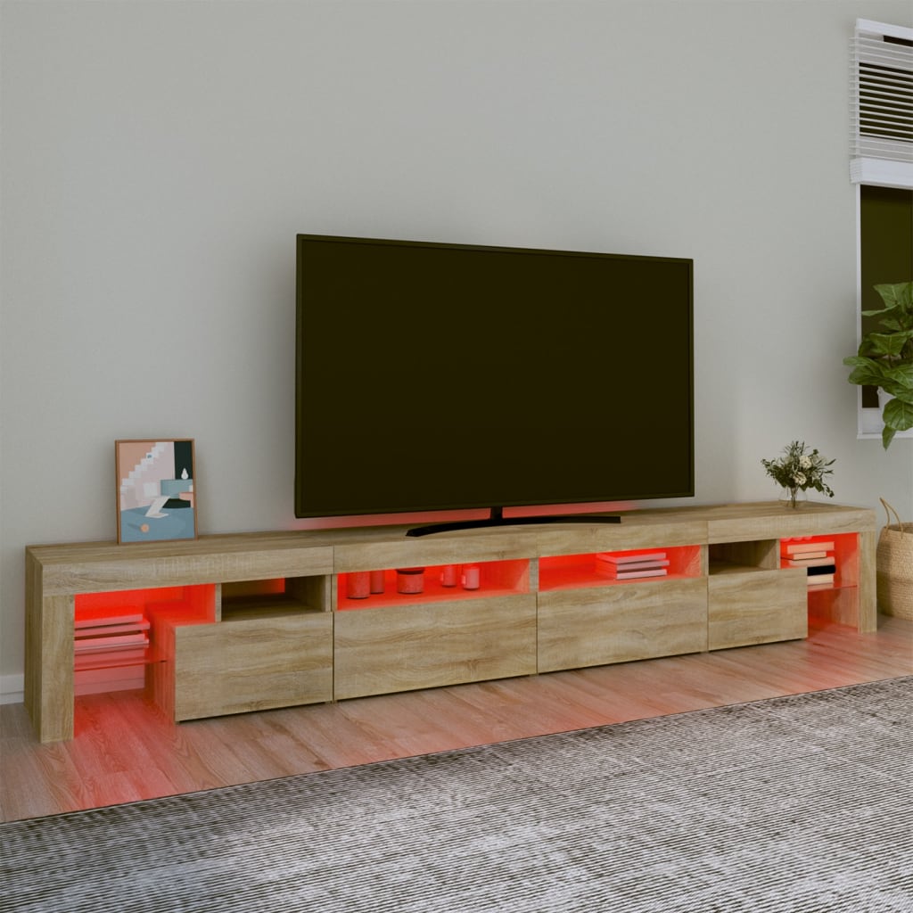 vidaXL Tv-bänk med LED-belysning sonoma ek 260x36,5x40 cm