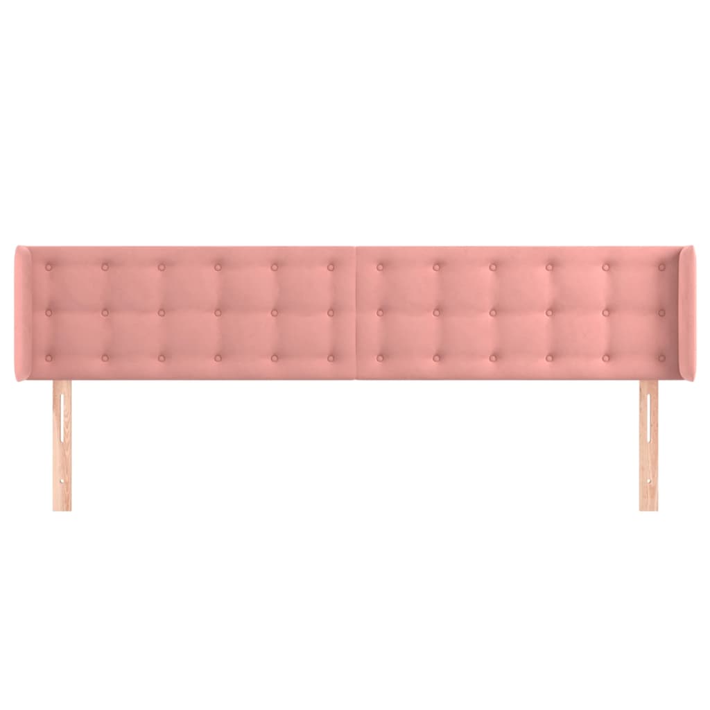 vidaXL Sänggavel med kanter rosa 203x16x78/88 cm sammet