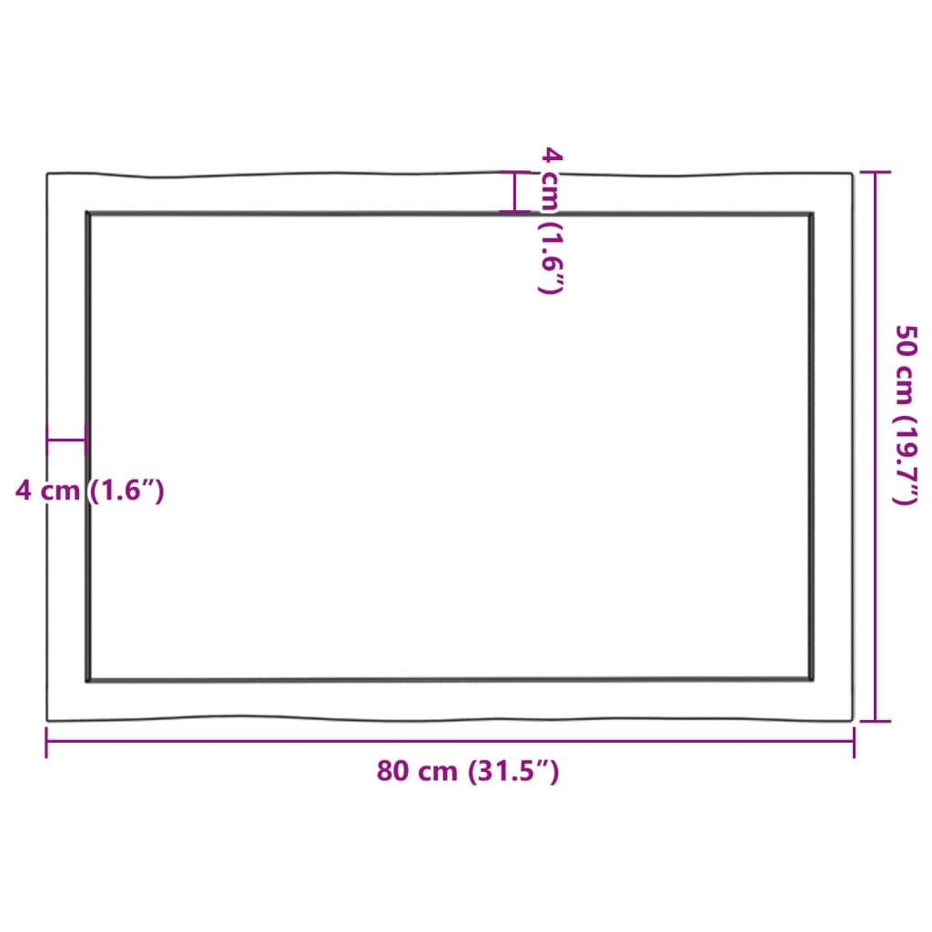 vidaXL Bordsskiva ljusbrun 80x50x(2-6) cm massivt trä levande kant