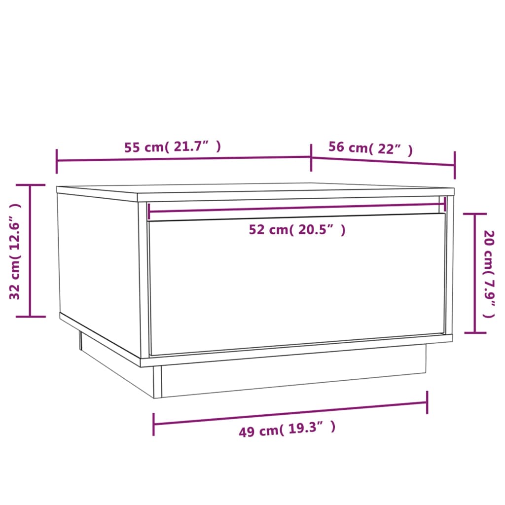 vidaXL Soffbord svart 55x56x32 cm massivt furu