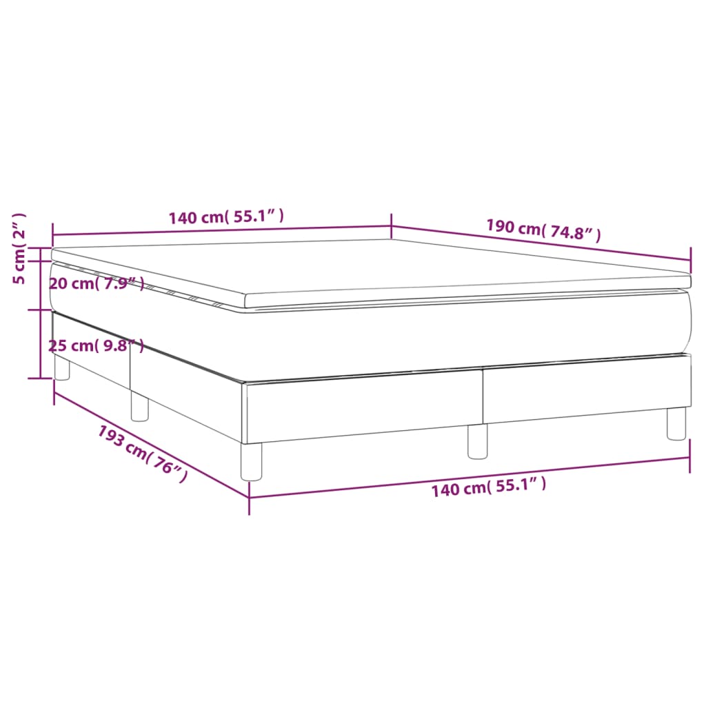 vidaXL Ramsäng med madrass gräddvit 140x190 cm tyg