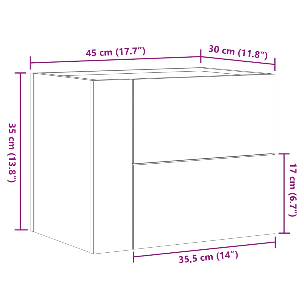 vidaXL Väggmonterade sängbord 2 st vit 45x30x35 cm