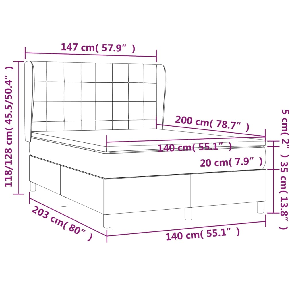 vidaXL Ramsäng med madrass mörkgrön 140x200 cm sammet