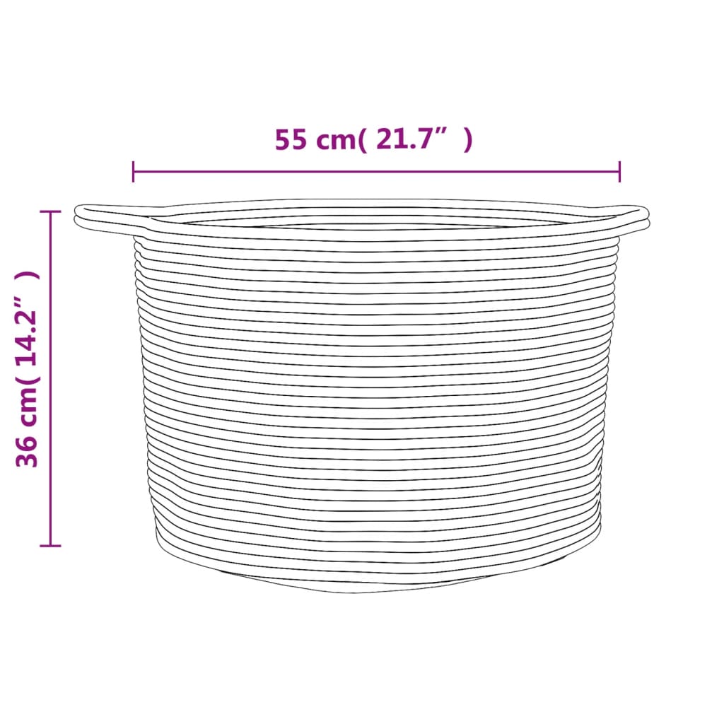 vidaXL Tvättkorg brun och vit Ø55x36 cm bomull