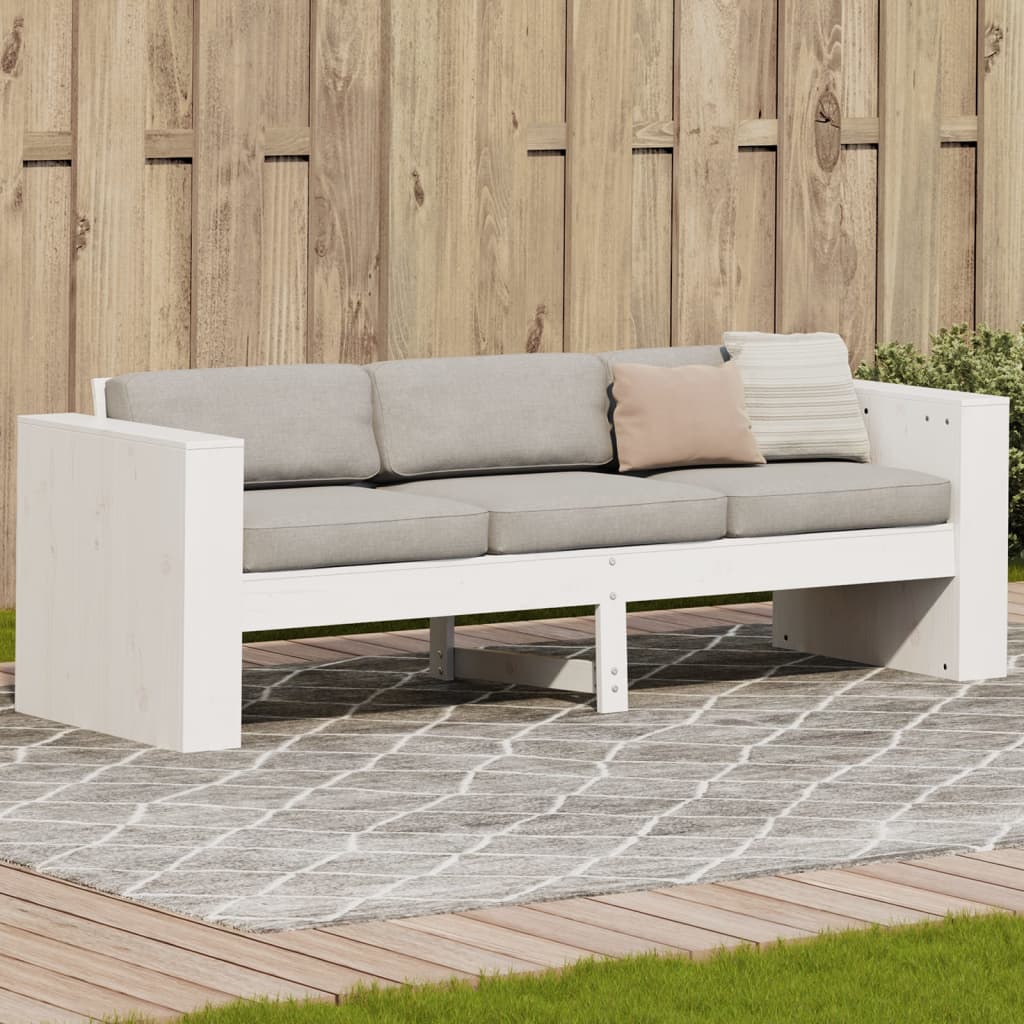 vidaXL Trädgårdssoffa 3-sits vit 189x60x62 cm massiv furu