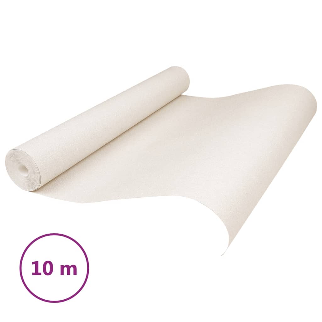 vidaXL Tapet 3D enfärgad gräddvit 10x0,53 m non-woven tyg