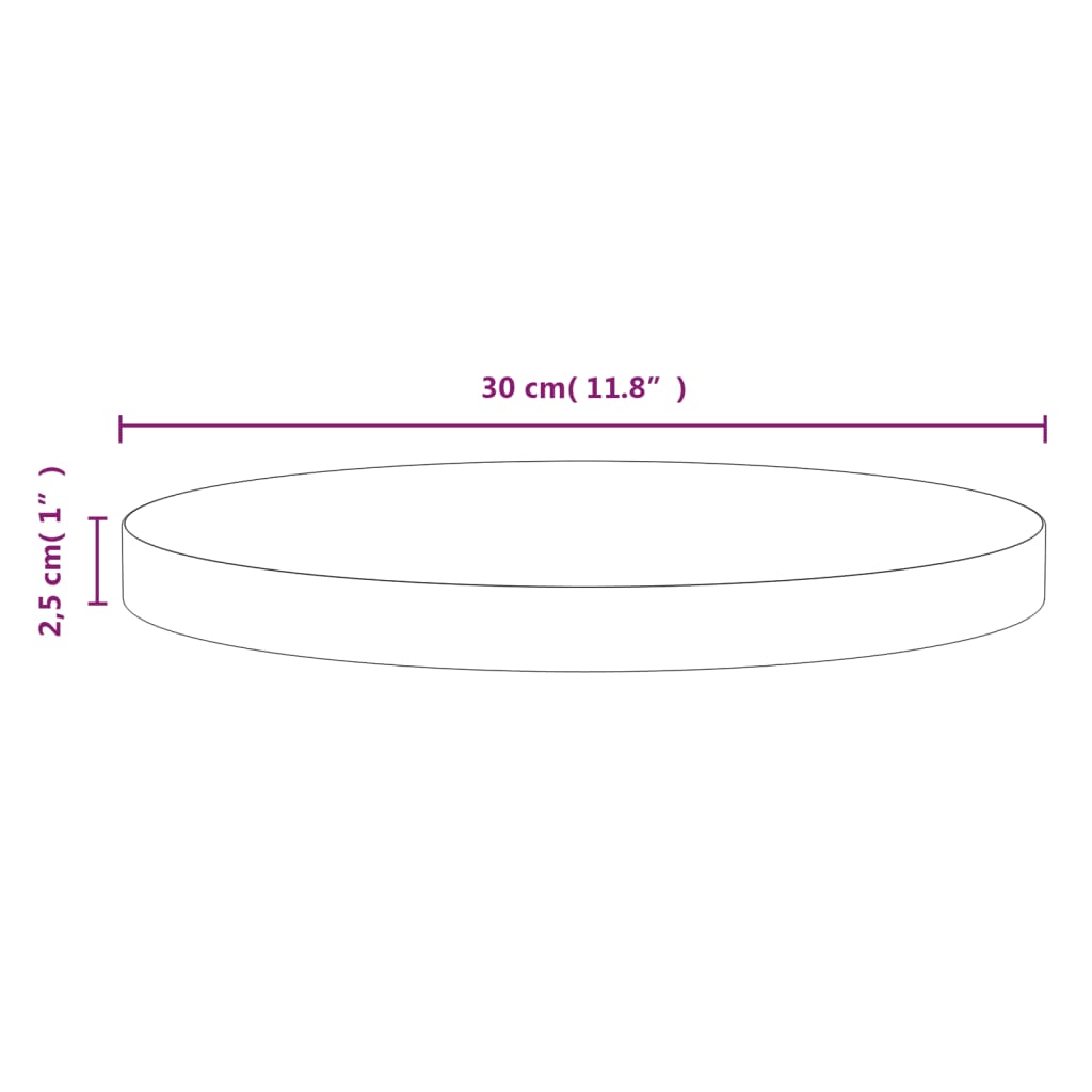 vidaXL Bordsskiva vit Ø30x2,5 cm massiv furu