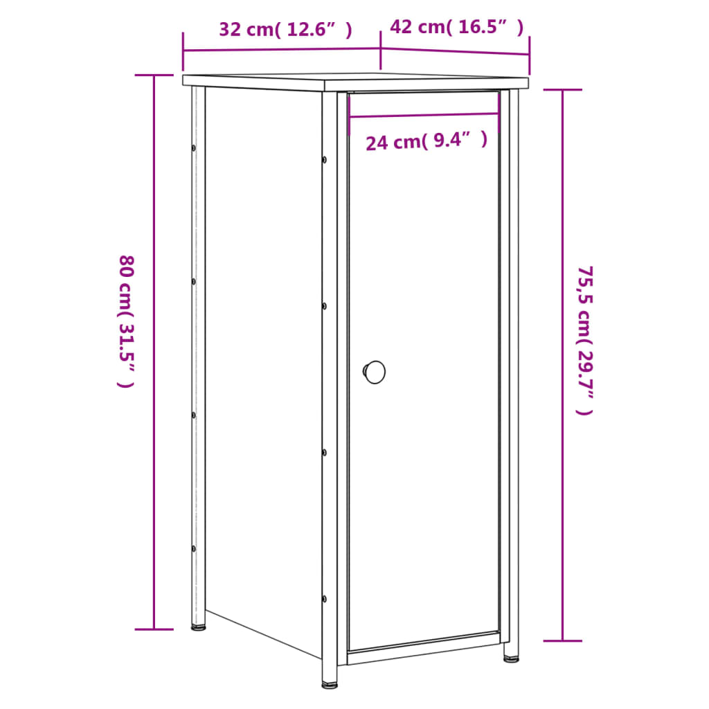 vidaXL Sängbord svart 32x42x80 cm konstruerat trä