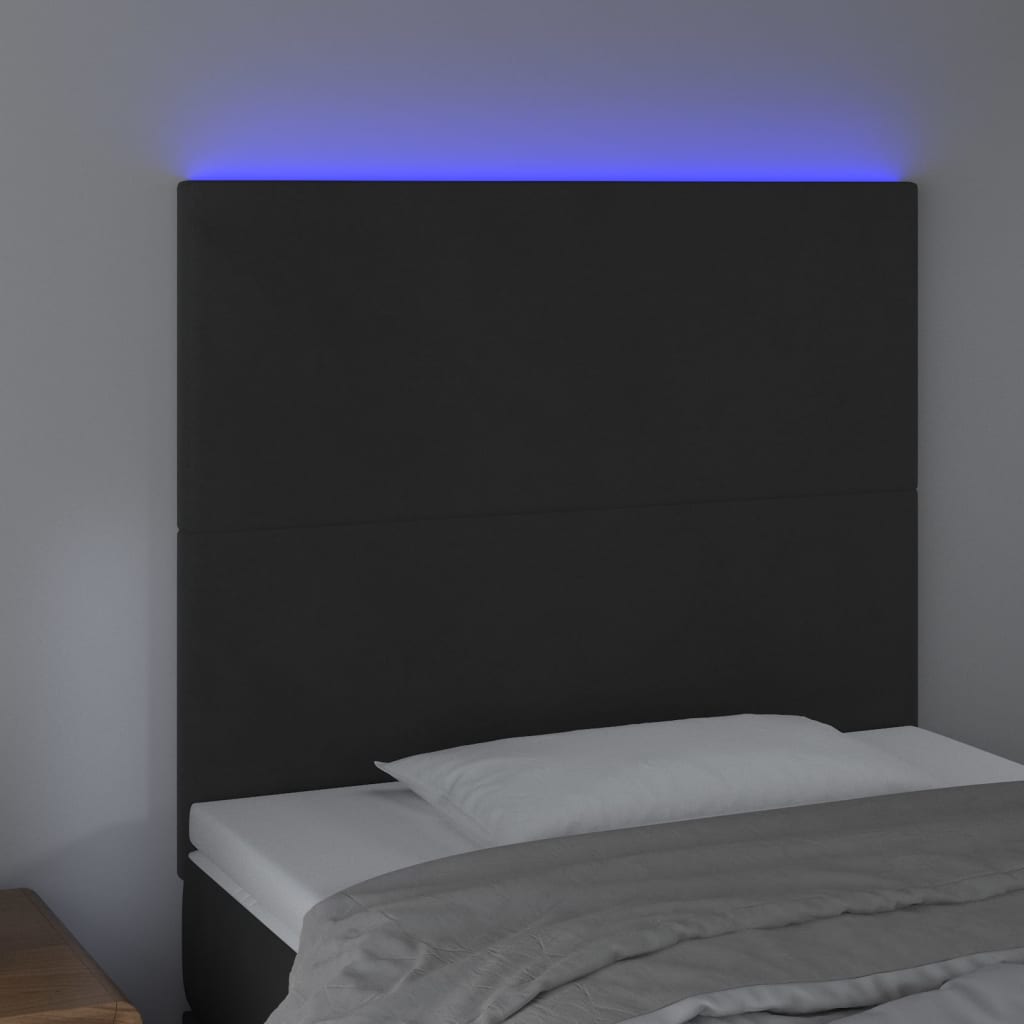 vidaXL Sänggavel LED svart 100x5x118/128 cm sammet