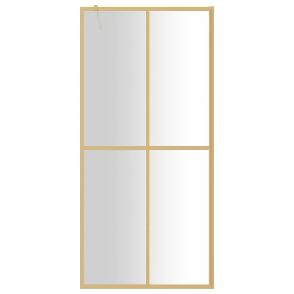 vidaXL Duschvägg med klart ESG-glas guld 90x195 cm