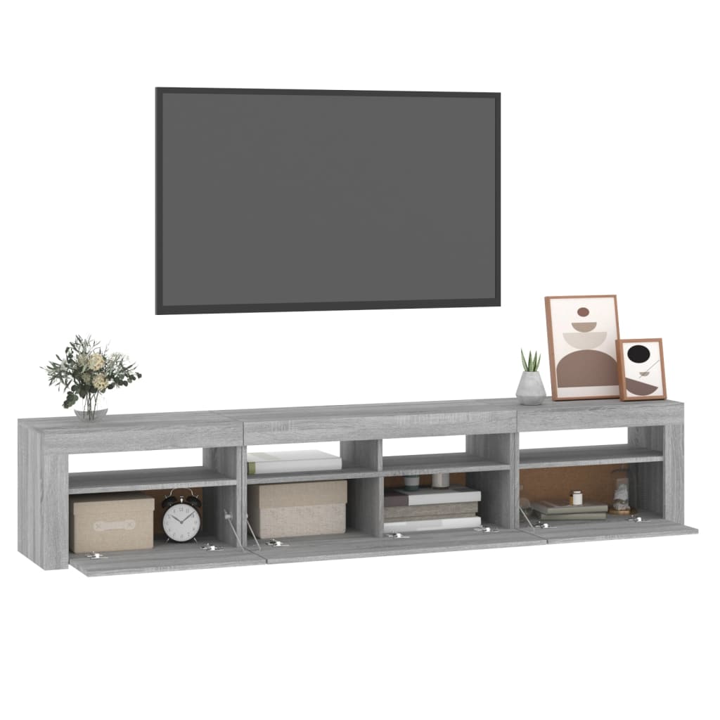 vidaXL TV-bänk med LED-belysning grå sonoma 210x35x40 cm