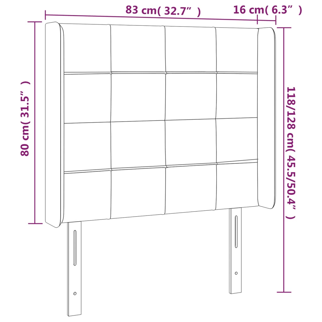 vidaXL Sänggavel LED mörkgrön 83x16x118/128 cm sammet