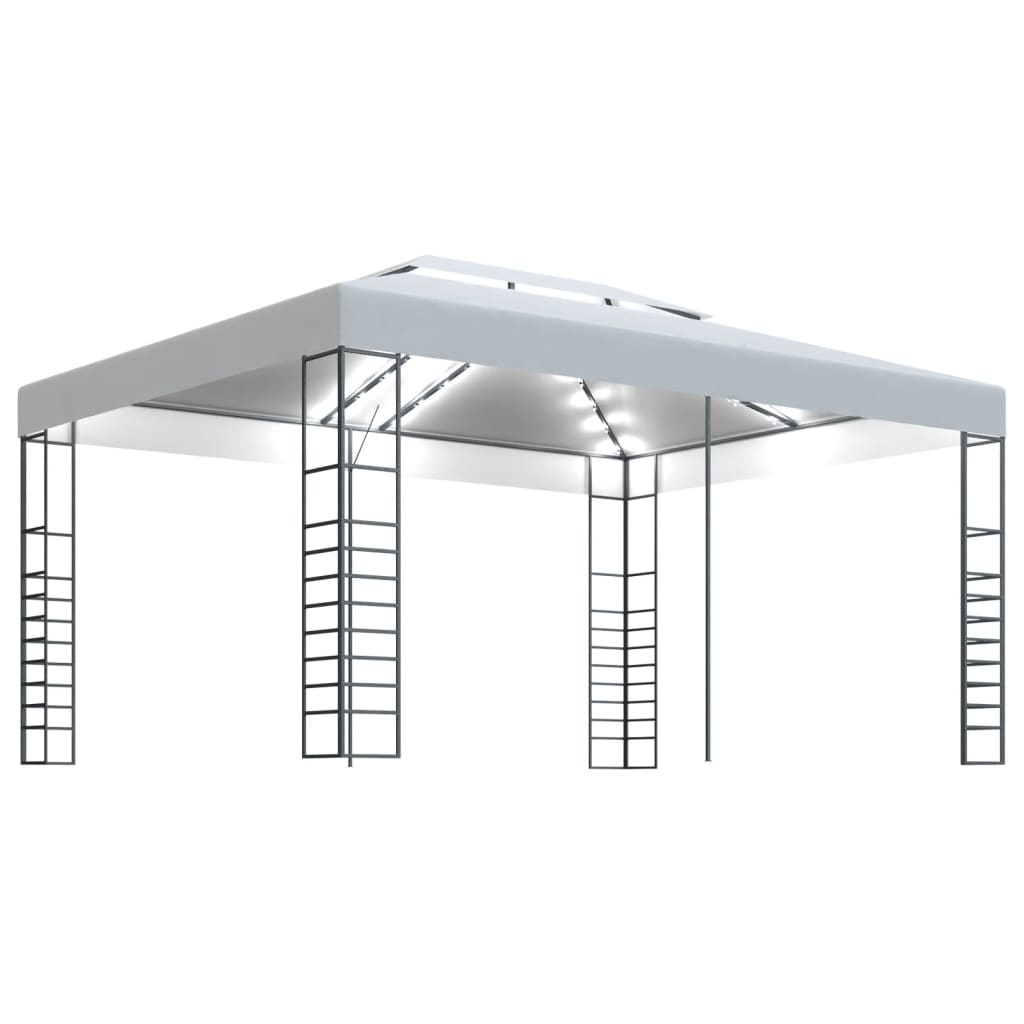 vidaXL Paviljong med ljusslinga LED 4x3x2,7 m vit