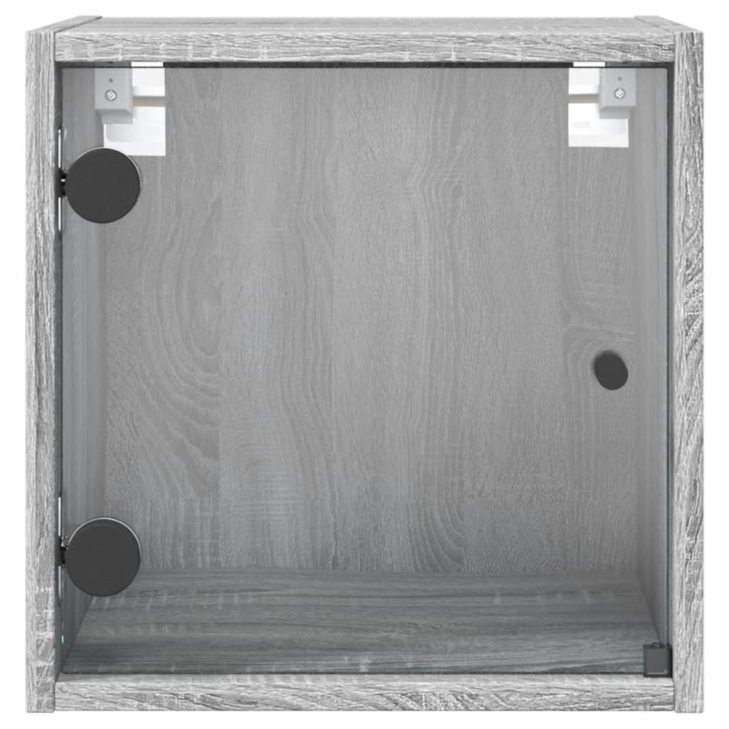 vidaXL Sängskåp med glasdörrar 2 st grå sonoma 35x37x35 cm