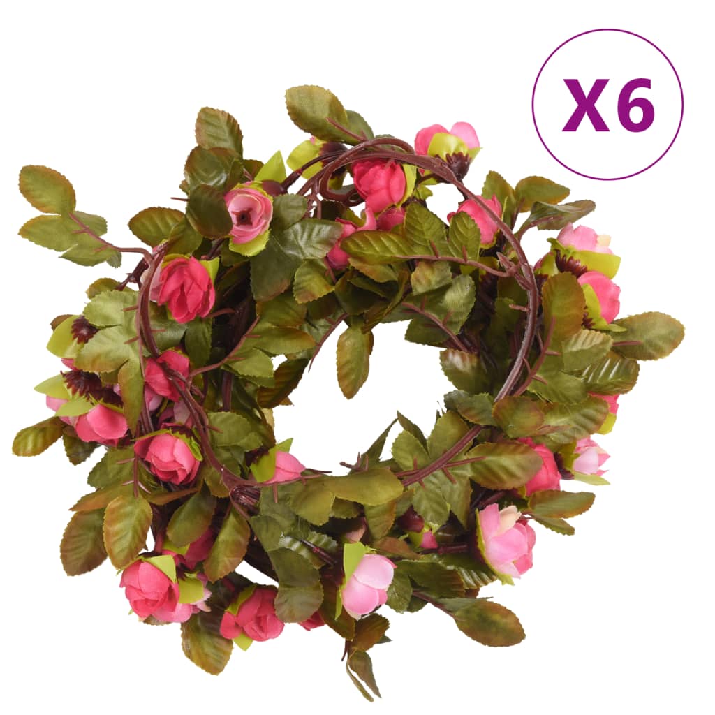 vidaXL Julkransar med blommor 6 st rosor 215 cm