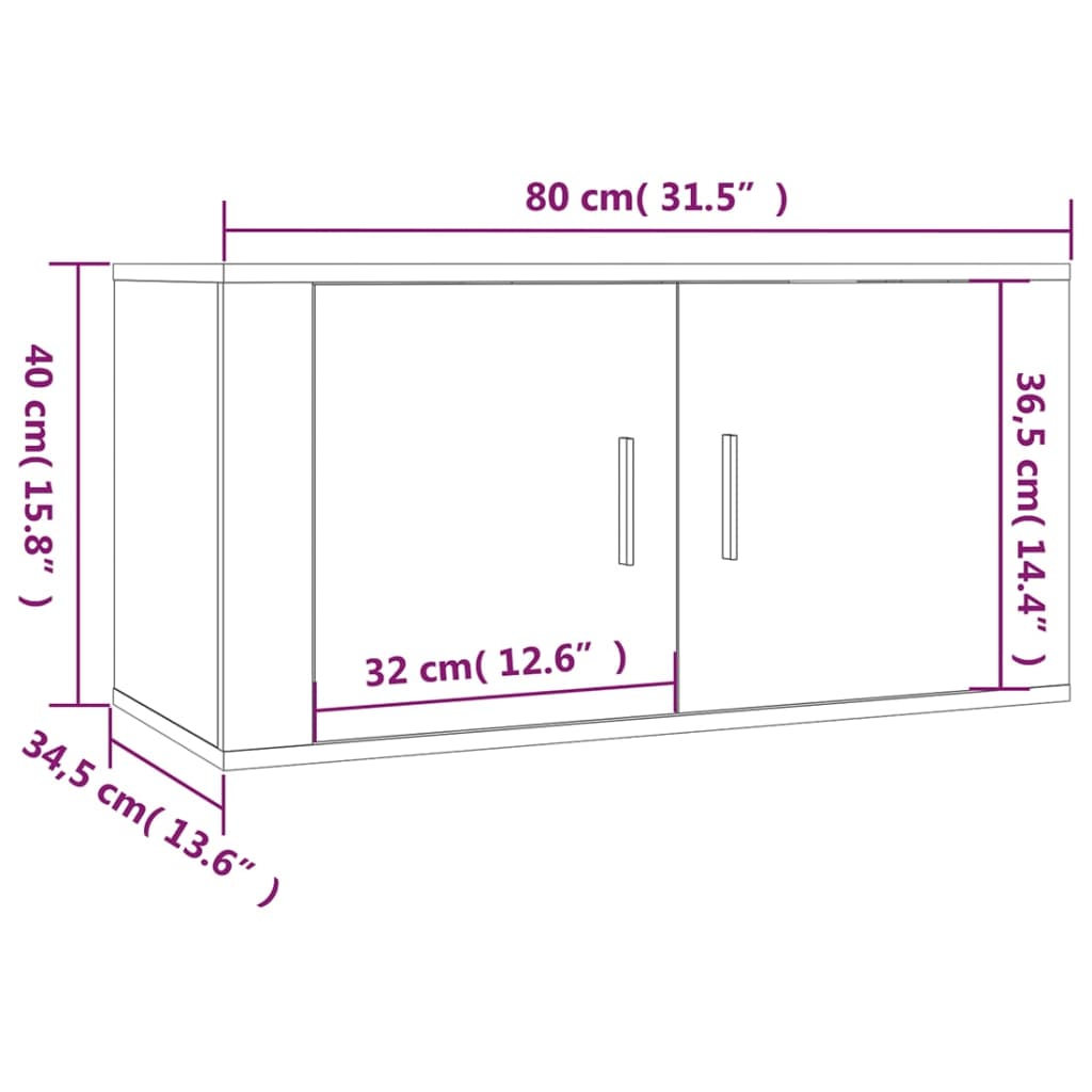 vidaXL Väggmonterade tv-skåp 2 st betonggrå 80x34,5x40 cm