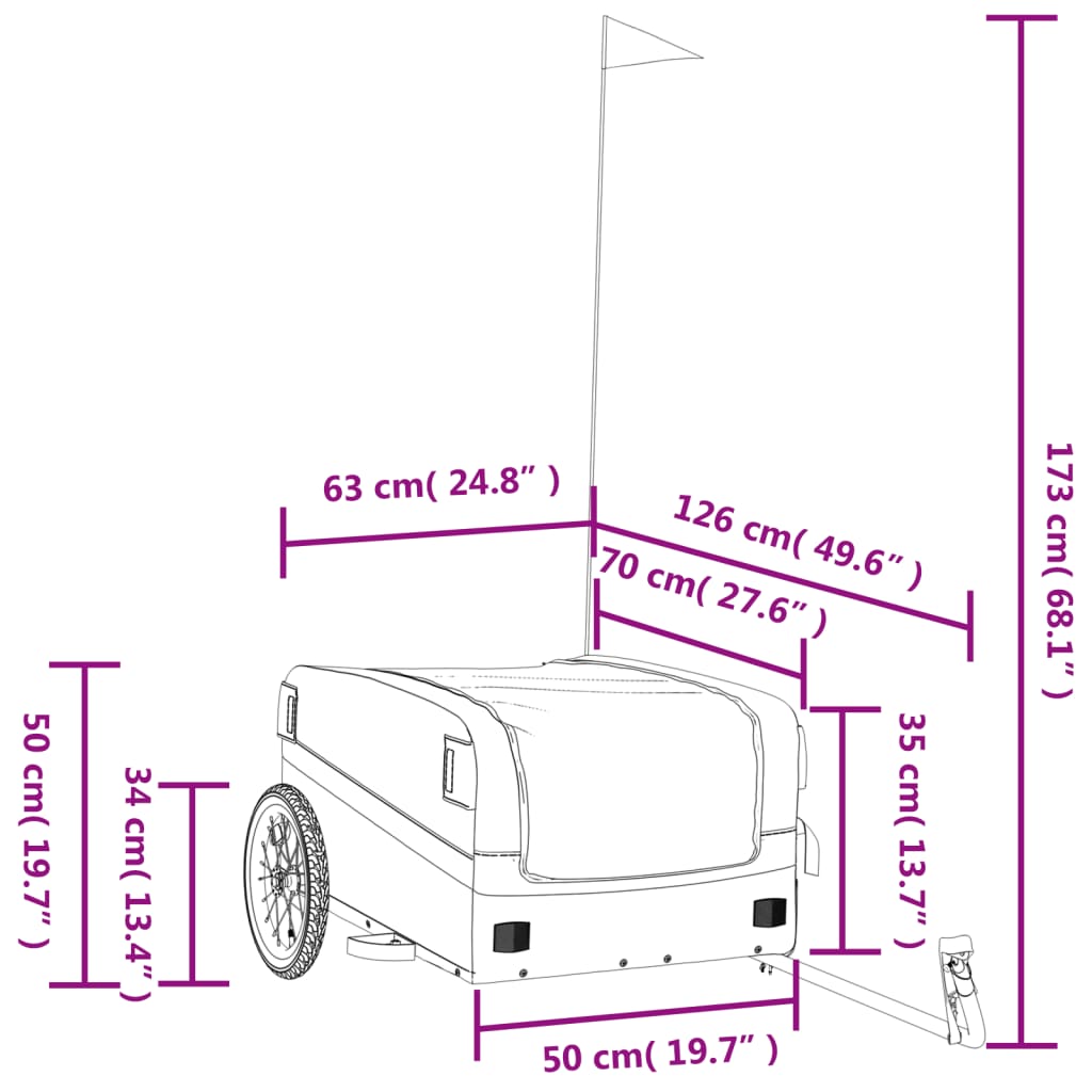 vidaXL Cykelvagn svart och grön 45 kg järn