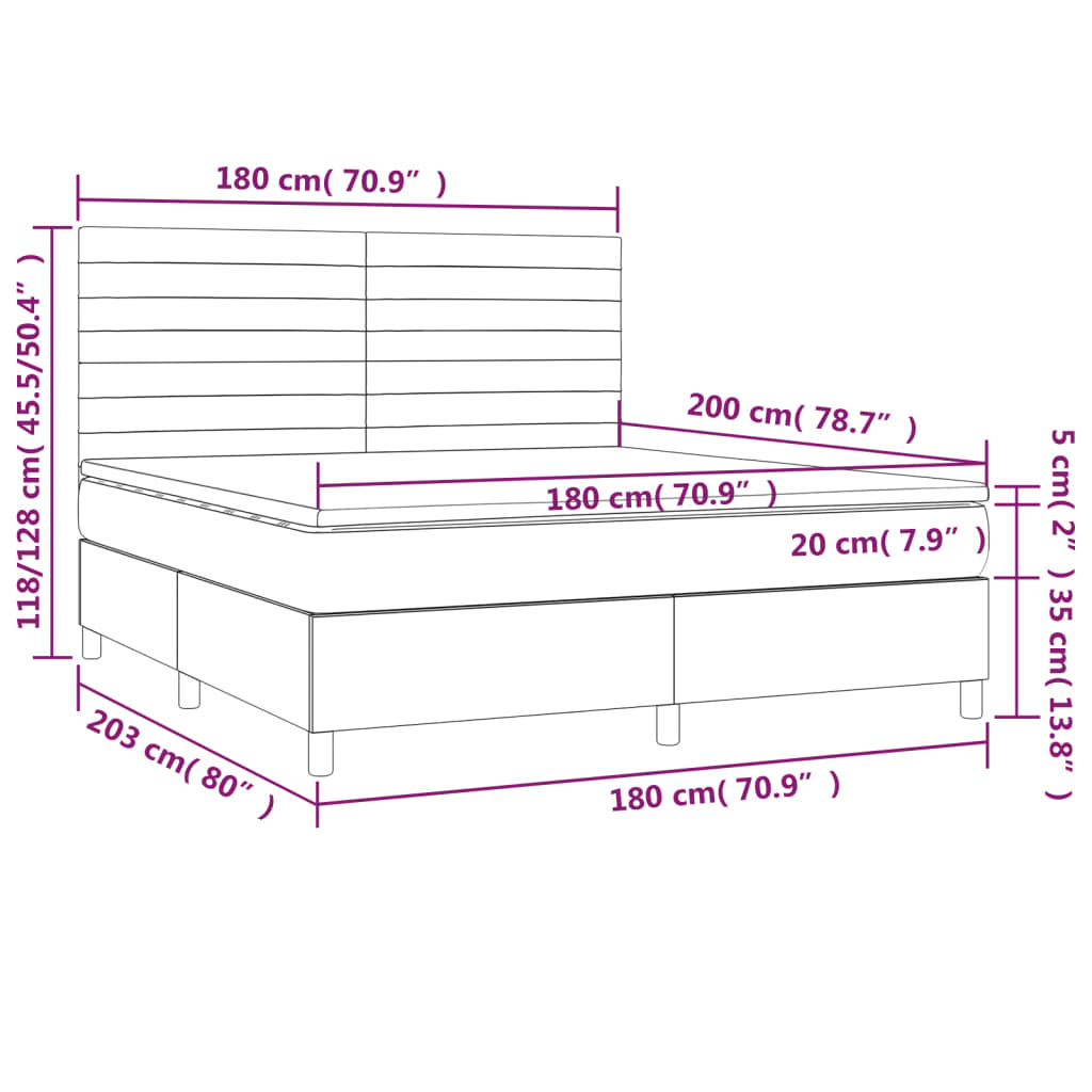 vidaXL Ramsäng med madrass ljusgrå 180x200 cm tyg