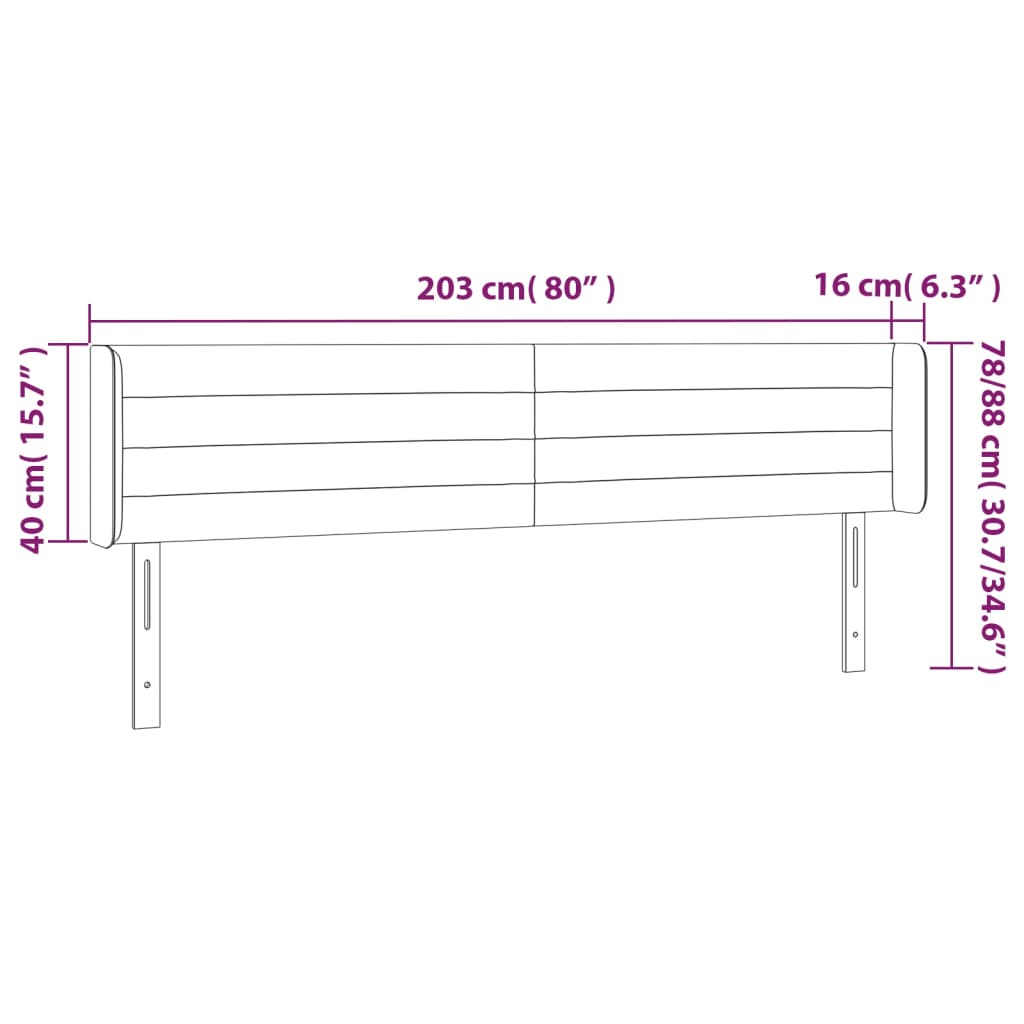 vidaXL Sänggavel LED mörkgrön 203x16x78/88 cm sammet