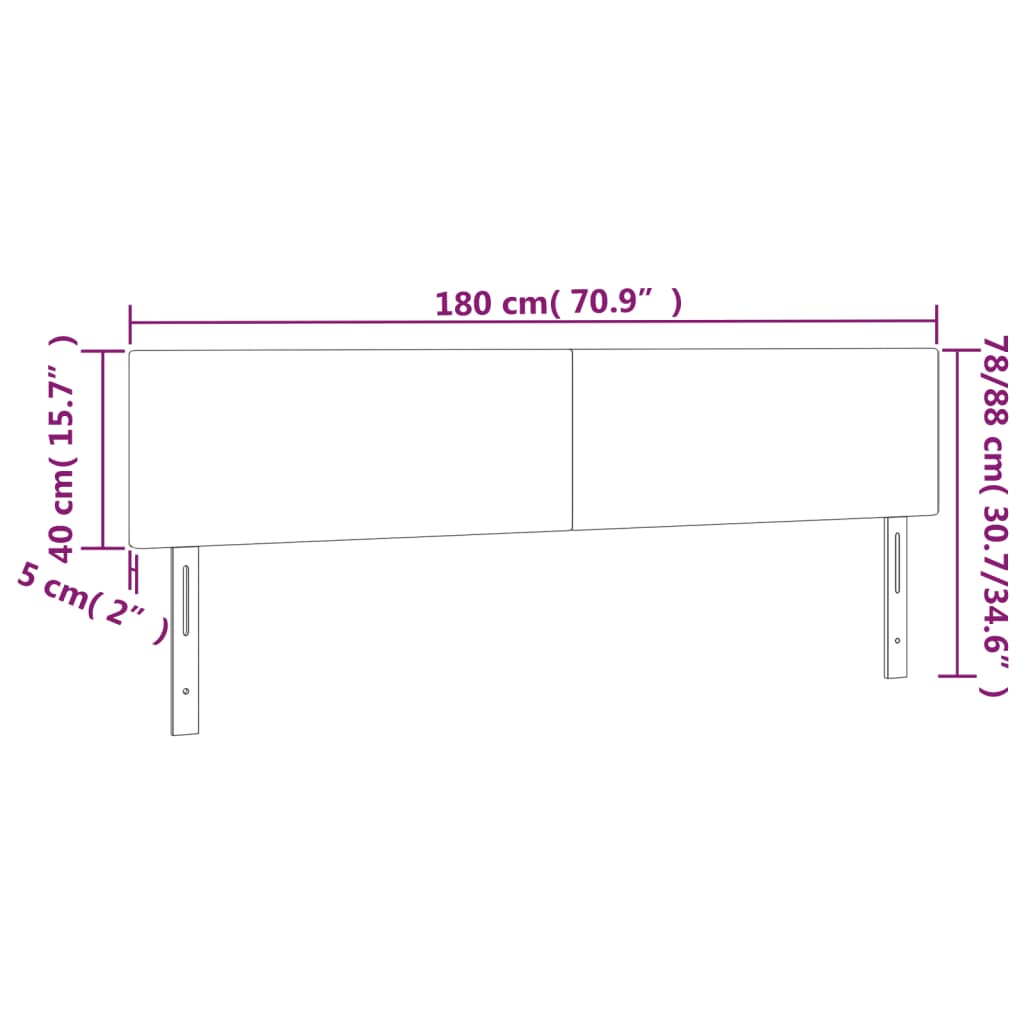 vidaXL Sänggavel LED mörkblå 180x5x78/88 cm sammet