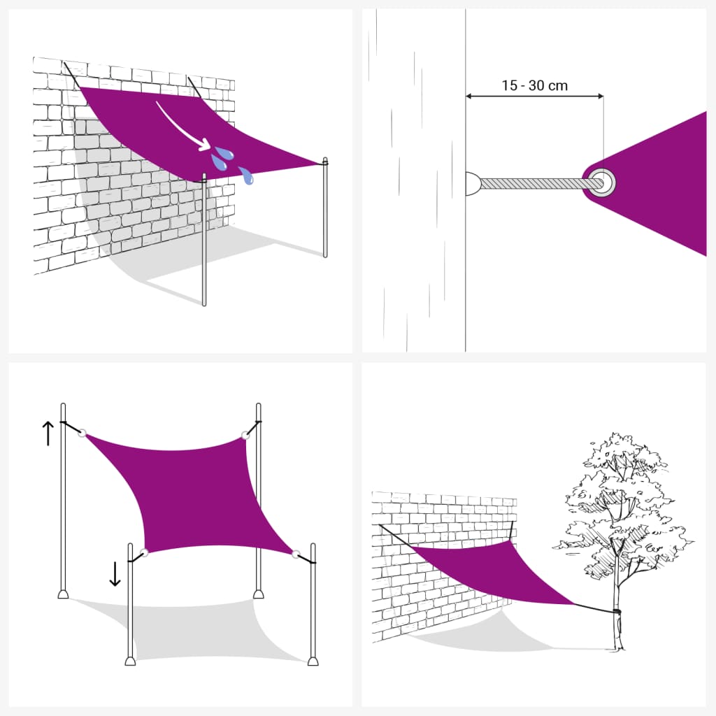 vidaXL Solsegel ljusgrå 5x6x6 m 100% polyesteroxford